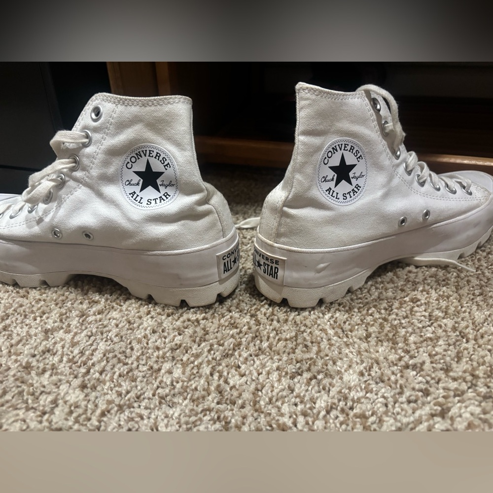 Converse white platform high top sneakers